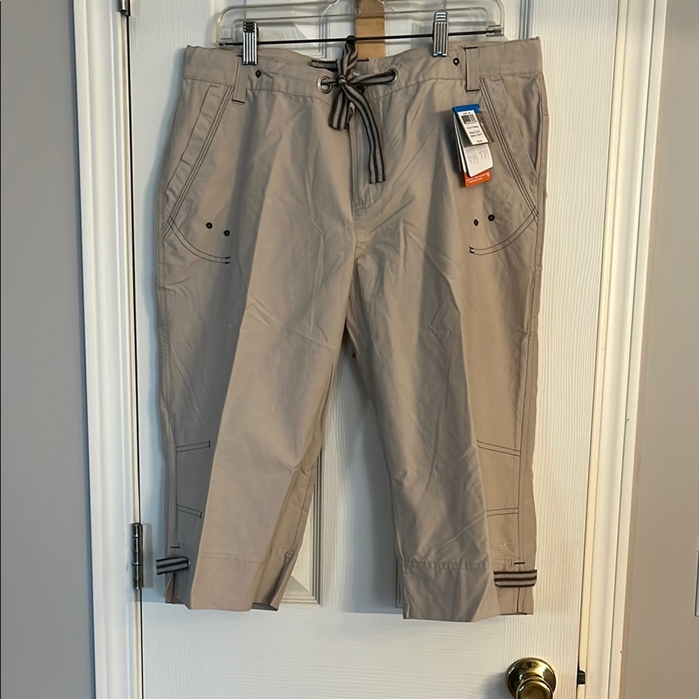 Beige Casual Capri Pants